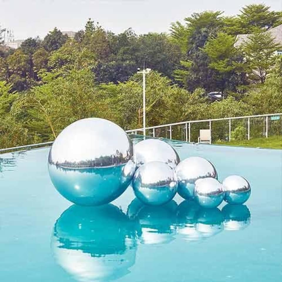 image 1 of Shiny Silver Mirror PVC Giant Balloon 80cm Silver