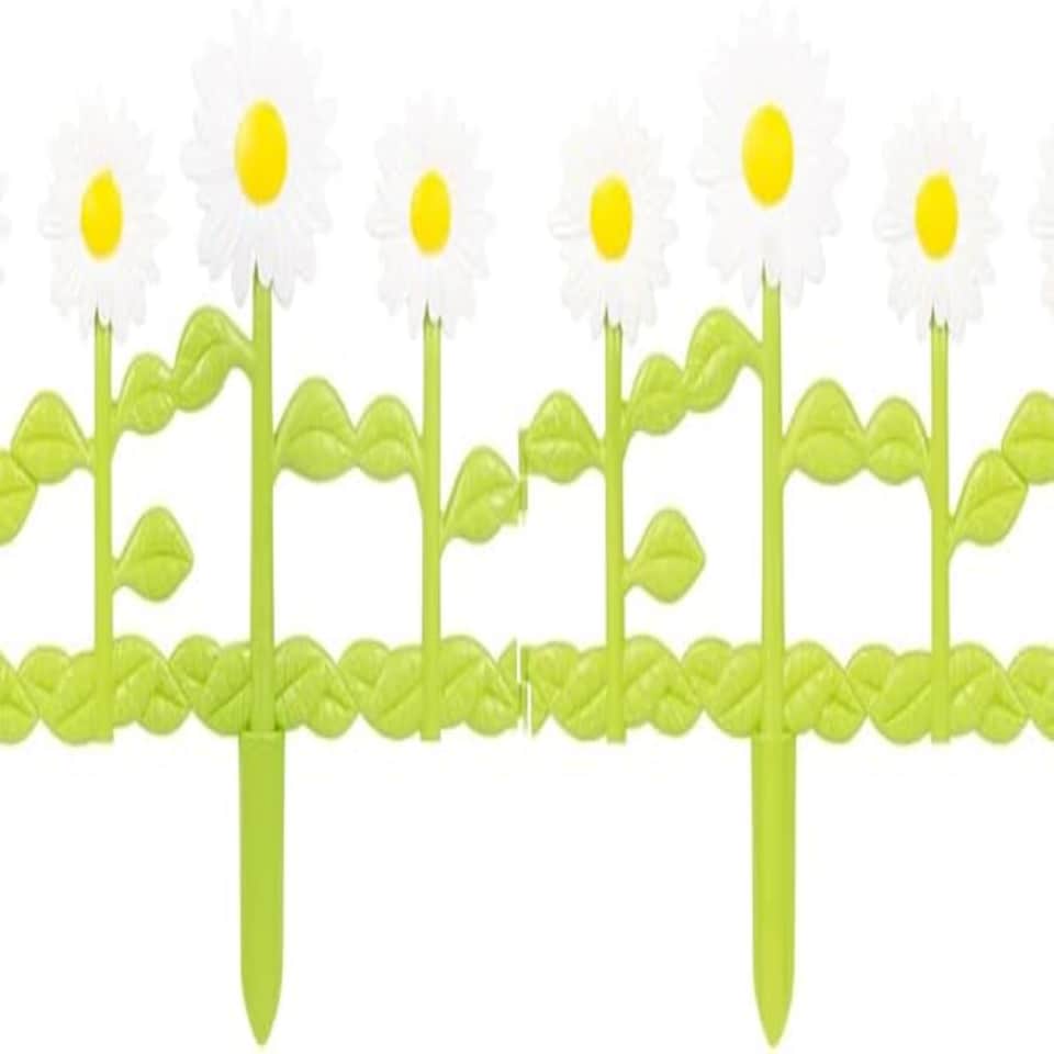 image 1 of 4 8 12 Flexible Garden Lawn Grass Edging Picket Border Panel Plastic Wall Fence | Multi | 4 Sunflower Border