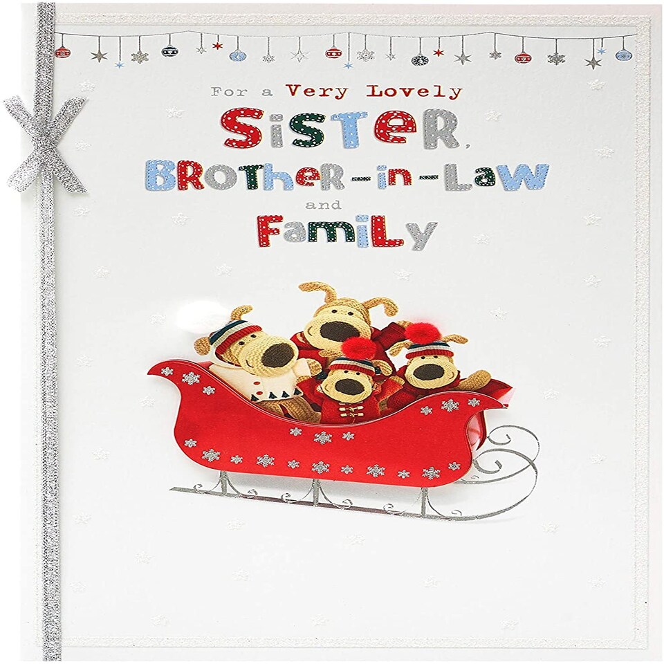 image 1 of Sister And Brother In Law And The Family Boofle Hand Finished Christmas Card