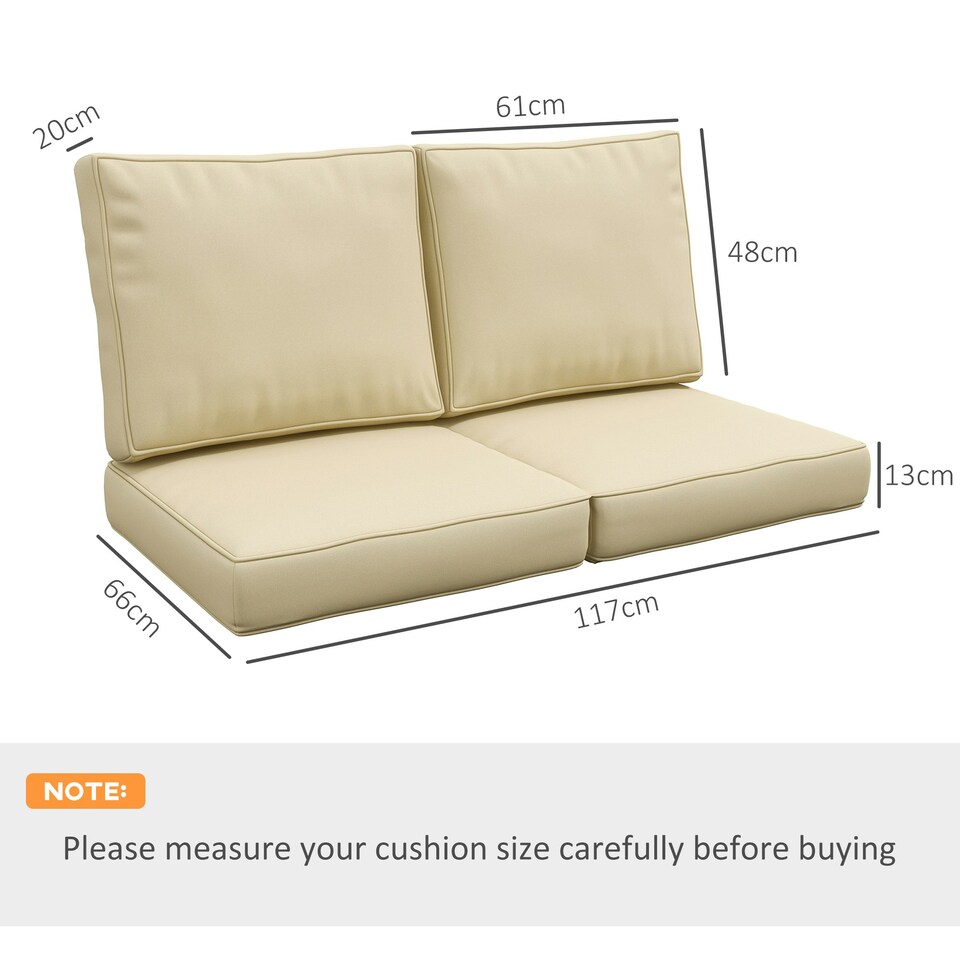 image 1 of Outsunny 2 Seater Outdoor Seat Cushion with Back, for Garden White | Beige