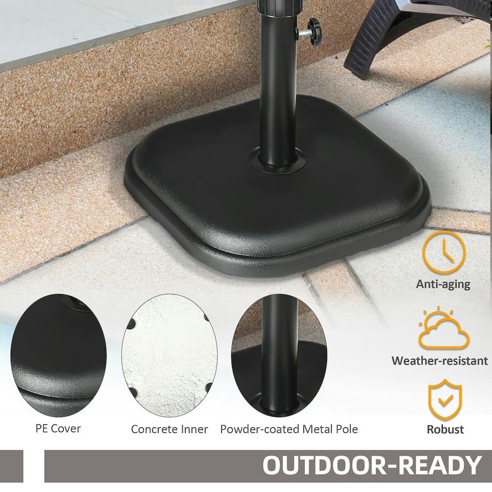 image 1 of Outsunny 11kg Concrete Square Garden Parasol Base Holder for Table Umbrella