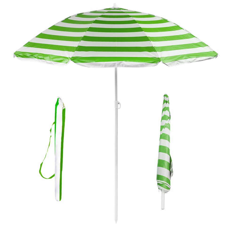 image 1 of Beach Tilting Parasol Umbrella 1.7m UV Protection Sun Shade for Patio, Garden & Outdoor Green