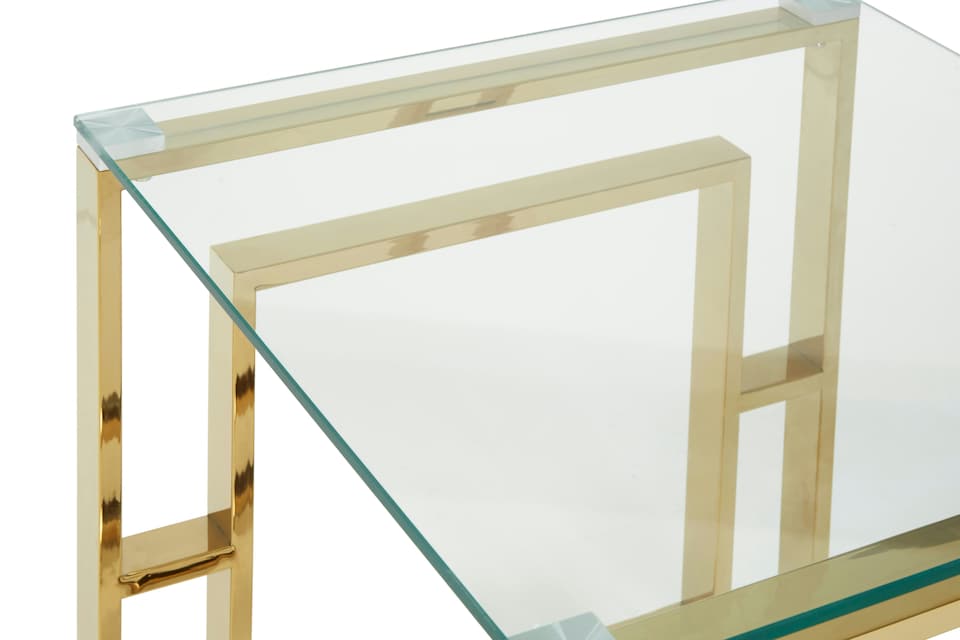 image 1 of Interiors by Premier Minimalist Design Gold Finish Square Legs End Table, Contemporary Wide Side Table, Durable Statement Table | Gold