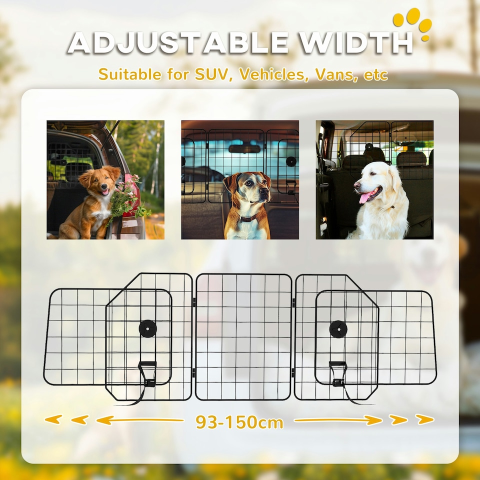 image 1 of PawHut Dog Guard for SUVs, Vehicles, Vans, Car Barrier with Adjustable Width