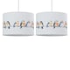 image 1 of First Choice Lighting Set of 2 Branch Bird Print Linen Easy Fit 30cm Pendant Shades Multi