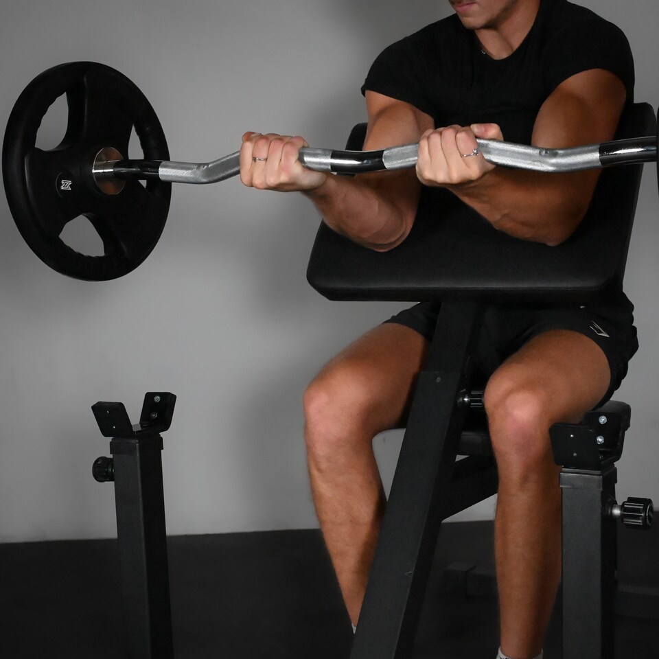 image 1 of GYM SETS Tri Grip Olympic Weight Plates- (2x 15kg (30kg) / With 7ft Cheshire Barbell + Clips)