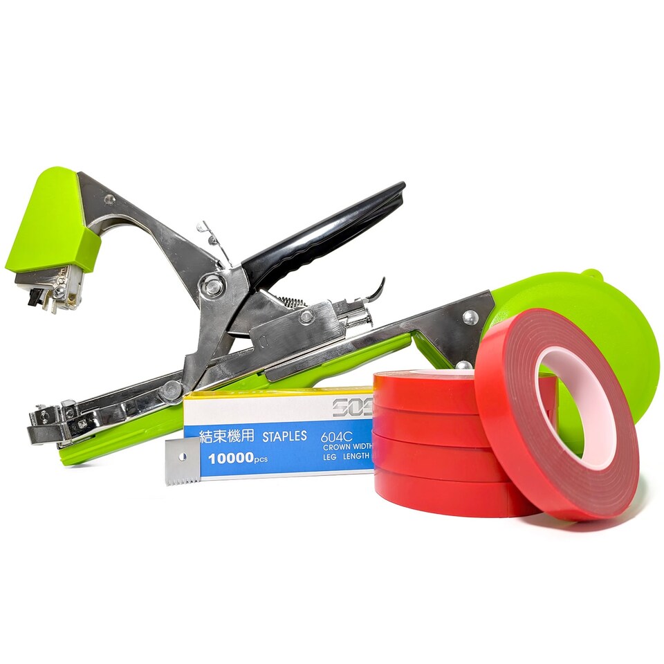 image 1 of Elixir Gardens Plant Tying Machine, Tape Colour RED. Full Kit with 20 Tapes & 10,000 Staples