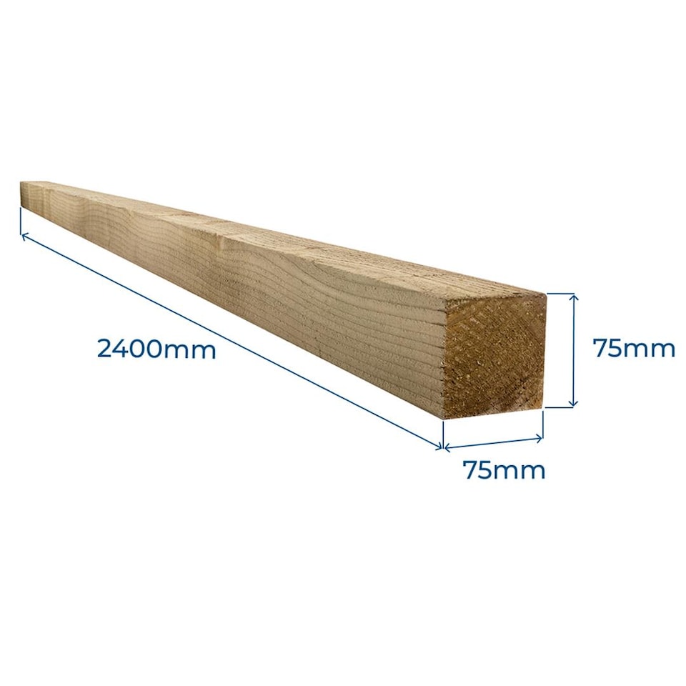 image 1 of Snowdon Timber Treated 3x3" Fence Post (W) 75mm (H) 2.4m - Pack of 4