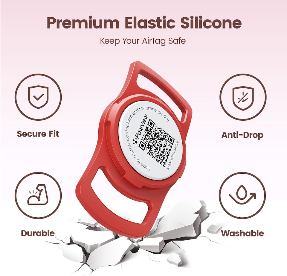 image 1 of AirTag Dog Collar Holder & Free App Pet Tracker Smart QR ID