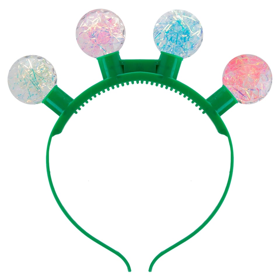 image 1 of vfm-estore Christmas Light-Up Headband Glitter Ball - One Size, Green Glitter