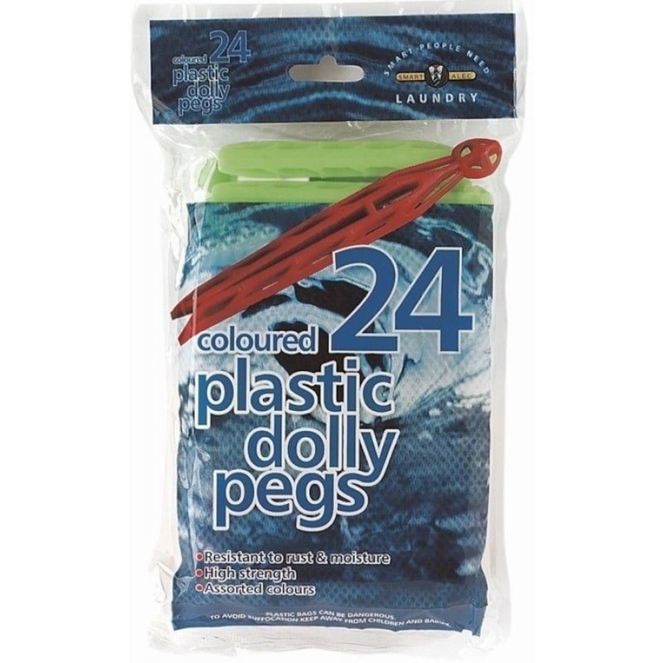 image 1 of Pack of 24 Coloured Plastic Dolly Pegs