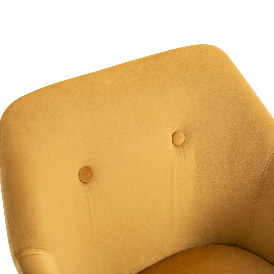 image 1 of HOMCOM Upholstered Velvet Fabric Bucket Seat Dining Armchair Set of 2 Yellow