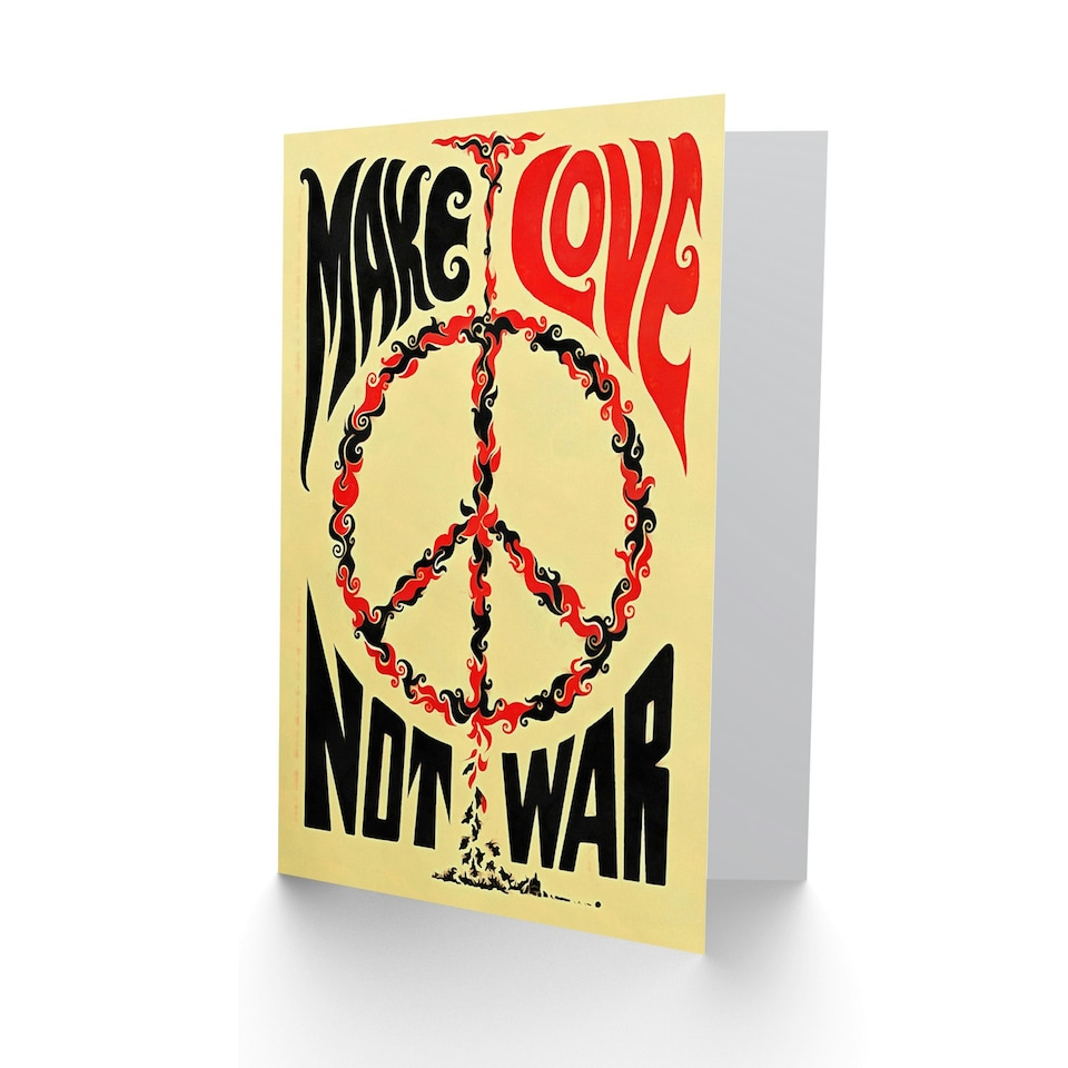 image 1 of 60s Make Love Not War Peace Sign Card