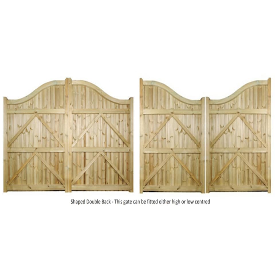 image 1 of Drayton Tall Shaped Top Double Gate - Pressure Treated Scandinavian Redwood - W2700 x H1800 mm | Brown | 1