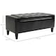 image 7 of HOMCOM 40x90cm PU Leather Storage Ottoman Bench Wood Frame w/ Tufting Feet Black
