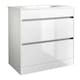 image 1 of Bathroom 2-Drawer Floor Standing Vanity Unit with Basin 800mm Wide - White - (Urban) - Brassware Not Included | White | White | 1