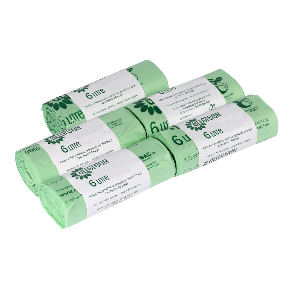 image 1 of All-Green 6 Litre Compostable Food Waste Bin Liners - 5 Rolls