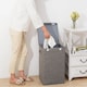 image 2 of Living and Home Foldable Laundry Basket Hamper with Lid - Grey