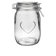 image 1 of Nicola Spring Glass Storage Jar - 1 Litre Airtight Clip Lid Kitchen Vintage Round Preserving Container Heart Shaped Design