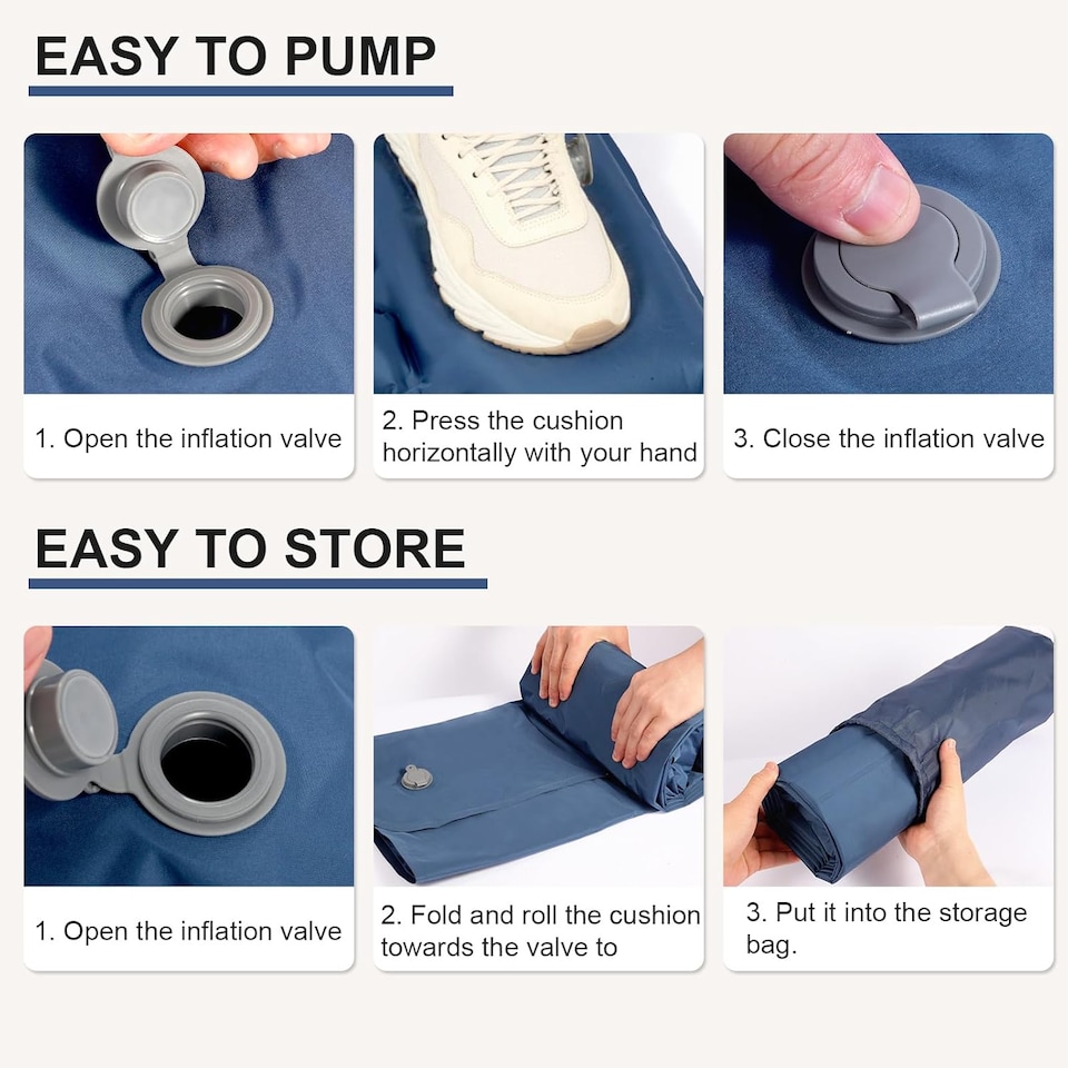 image 1 of Ultralight Inflatable Sleeping Mat with Built-in Pillow & Foot Pump | Blue | Blue