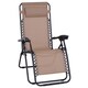 image 2 of Outsunny Zero Gravity Chair Metal Frame Texteline Armchair Outdoor Folding and Reclining Sun Lounger with Head Pillow for Patio Decking Gardens Camping, Beige