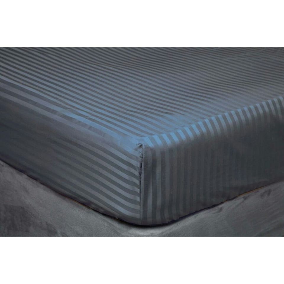 Belledorm Hotel Suite Stripe Fitted Sheet - Charcoal - Single