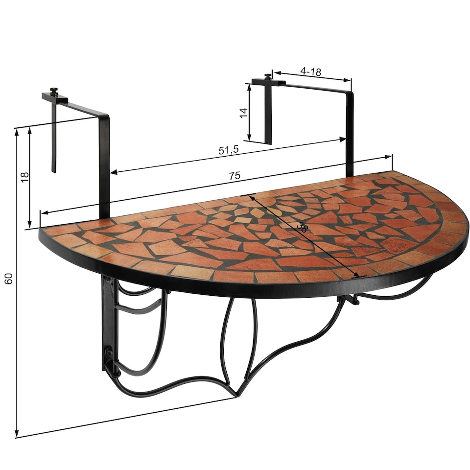 image 1 of Hanging table with mosaic pattern 75x65x62cm | Brown | terracotta | 1