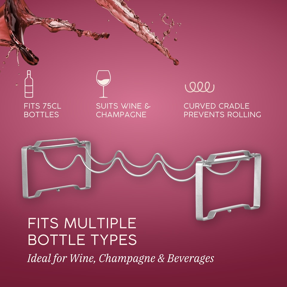 image 1 of Straame Silver 3 Tier Metal Wine Rack – Stackable Bottle Rack for Wine Storage