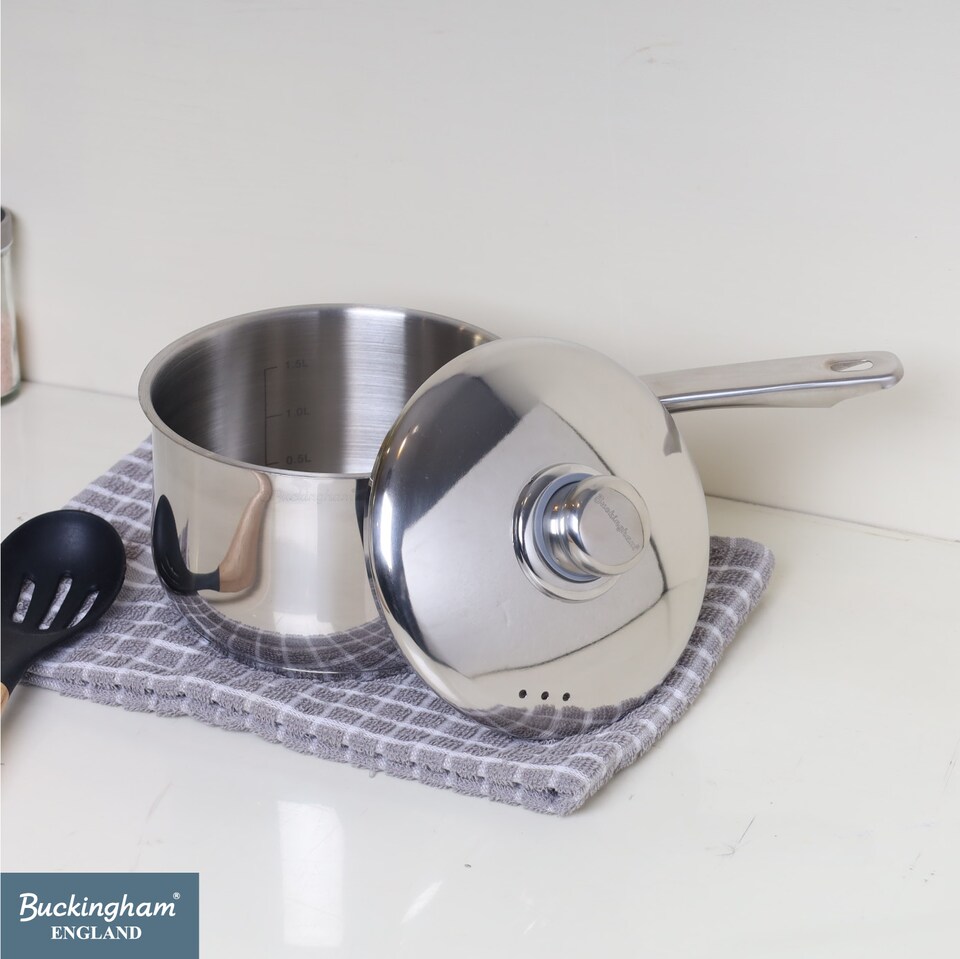 image 1 of Buckingham Stainless Steel Deep Saucepan 16 cm / 2 Litre | Silver