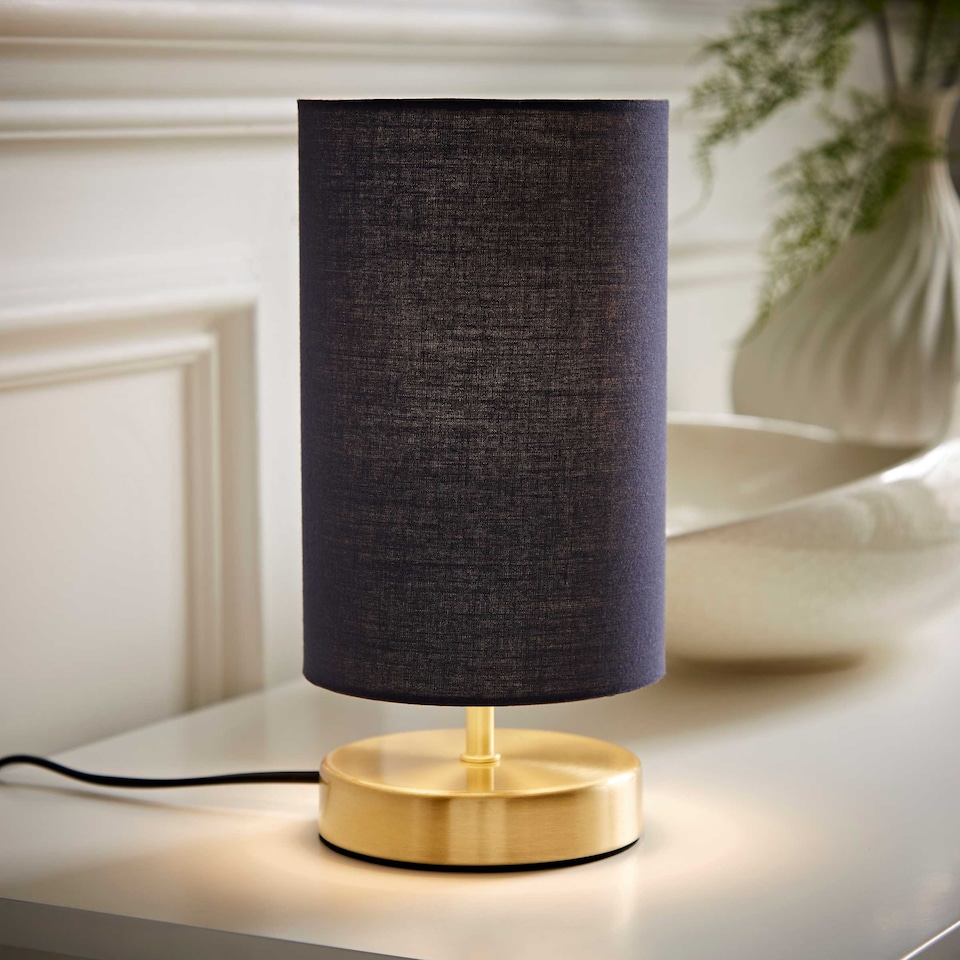 image 1 of ValueLights Francis Gold Touch Table Lamps Navy Shade | Gold