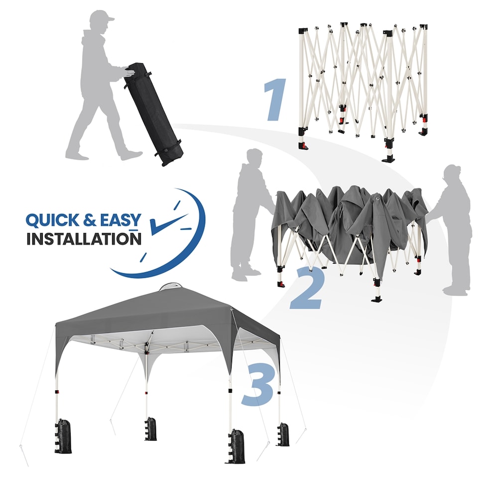 image 1 of Yaheetech 3m Pop-up Canopy with with Roller Bag-Dark Grey | Grey | Dark Grey | 300 cm L × 300 cm W × 267-287 cm H | 1