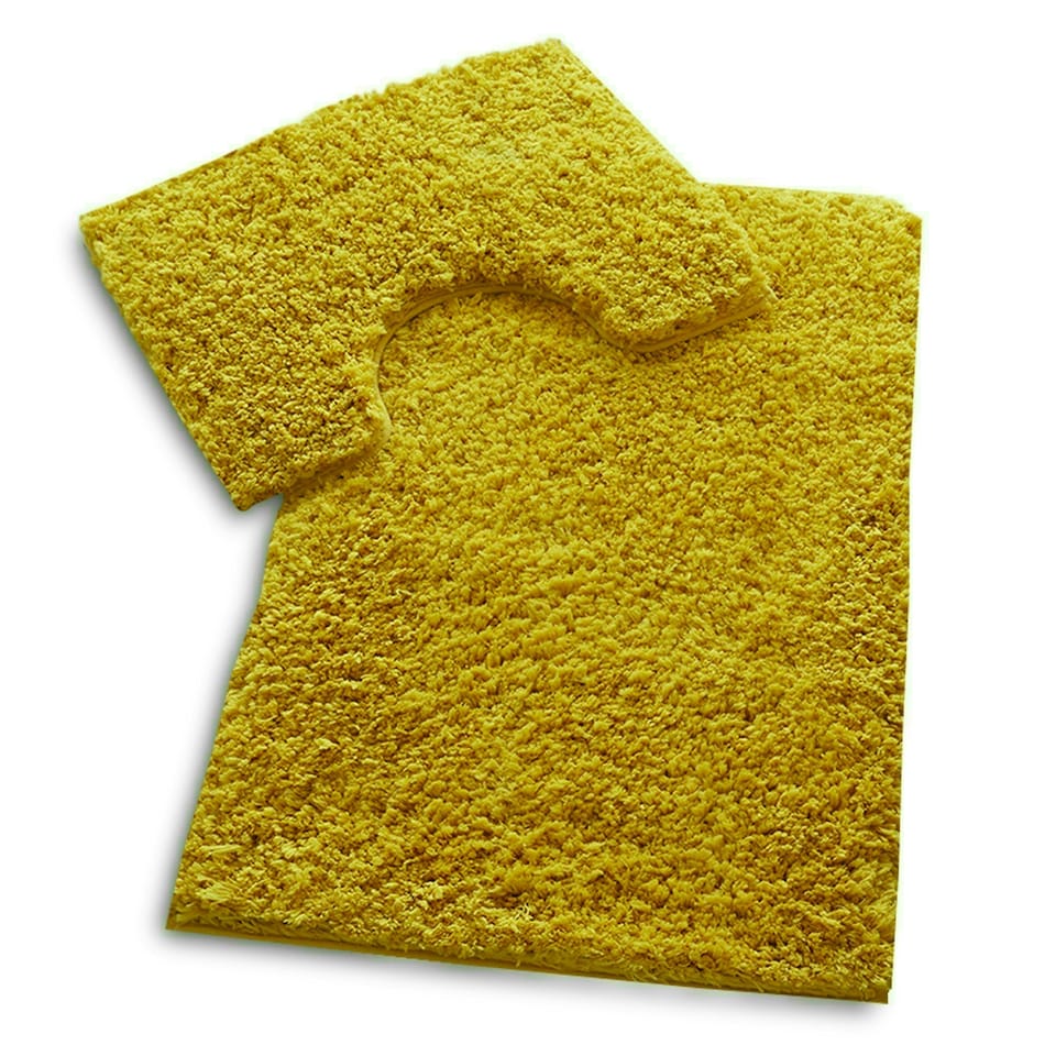 image 1 of VELVETIO Bath Mats & Pedestal Mat Set Anti Slip Super Soft Water Absorbent Yellow | Ochre