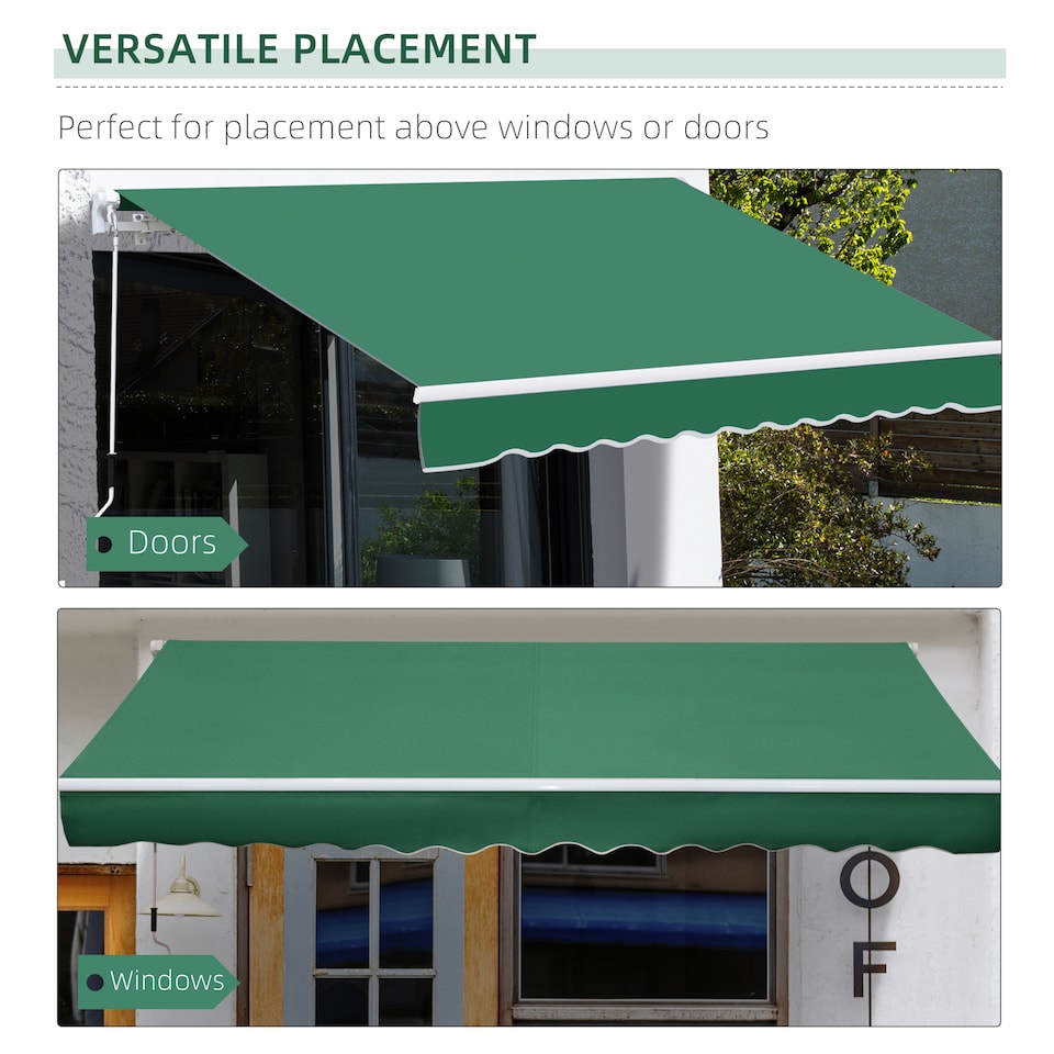 image 1 of Outsunny Garden Sun Shade Canopy Retractable Awning, 4 x 3 m, Green | Green | 1