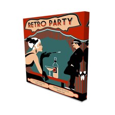 Retro party invitation card (Canvas Prints) 102cm x 76cm