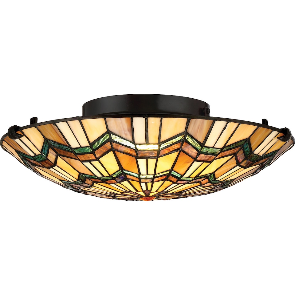 image 1 of Alcott 2 Light Tiffany Flush Mount - Bronze Finish, E27