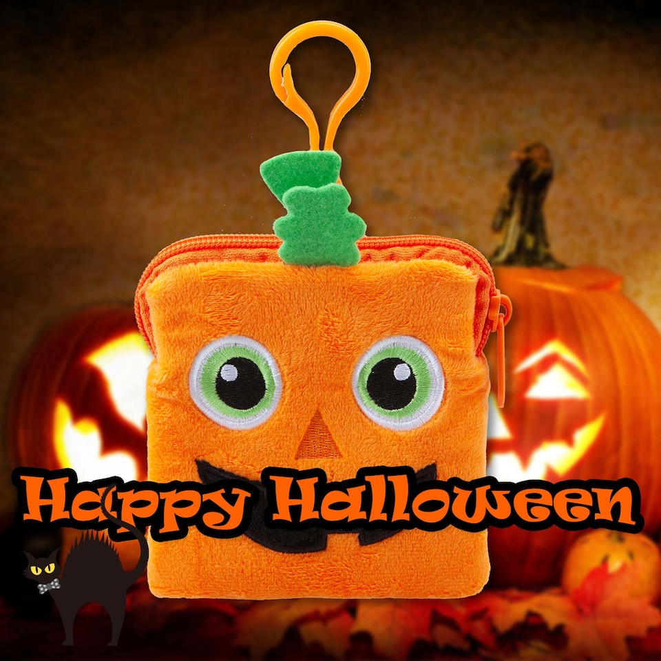image 1 of vfm-estore Halloween Pumpkin Coin Purse Accessory - 23cm Trick-or-Treat Bag