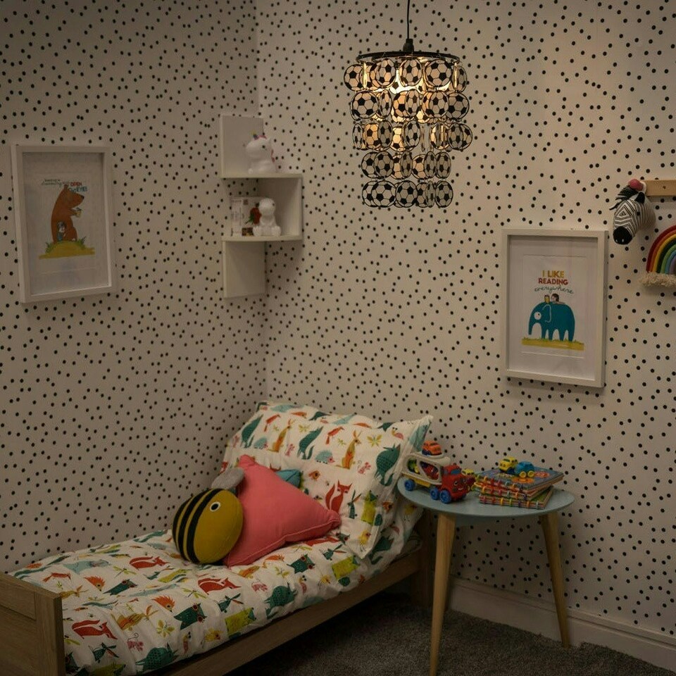 image 1 of ValueLights Children's Black And White Football /Nursery Ceiling Pendant Light Shade