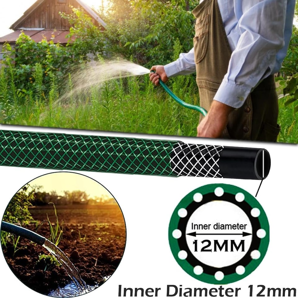 image 1 of 30m Reinforced Garden Hose Pipe Heavy Duty PVC Braided 3 Layer Water Hose Kink Free, Leakproof & Burst Resistant Hosepipe Reel