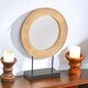 image 2 of Large Wood Frame Metal Base Vanity Mirror