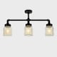 image 2 of ValueLights Industrial Black 3 Way Bar Ceiling Light With Clear Ribbed Glass Shades