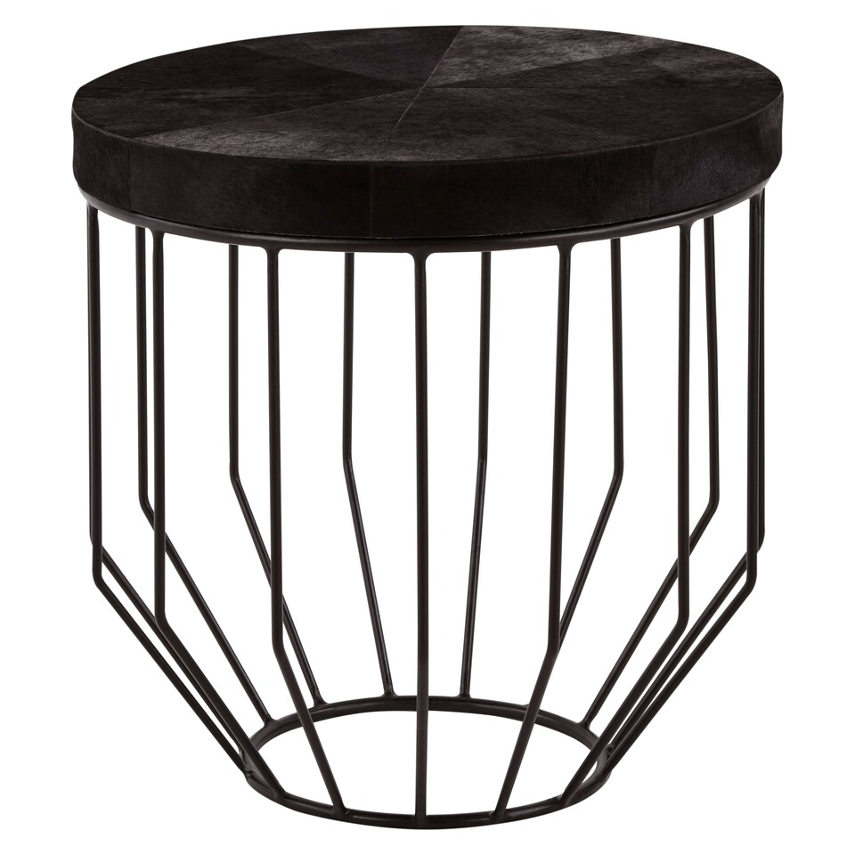image 1 of Kensington Townhouse Hair On Hide Top Round Side Table Black