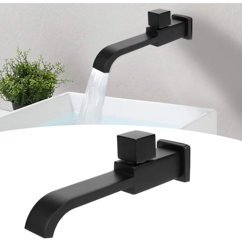 G1/2 modern brass wall mounted bathroom faucets single hole wall mounted cold water tap for kitchen bath basin sink matte black