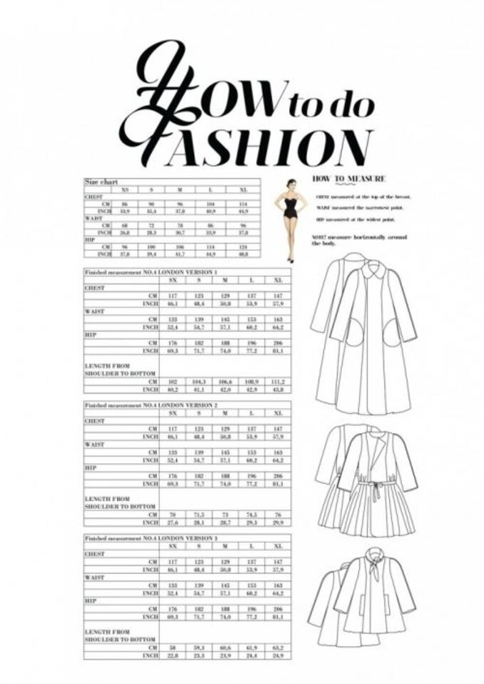 image 1 of How To Do Fashion London Coat Paper Sewing Pattern – Women’s Coats & Vintage Style, Sizes XS–XL, Intermediate