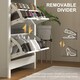 image 5 of HOMCOM 18-Shoe Storage Cabinet 6 Shelves 3 Drawers Tabletop High Gloss White | White | Oak | 1
