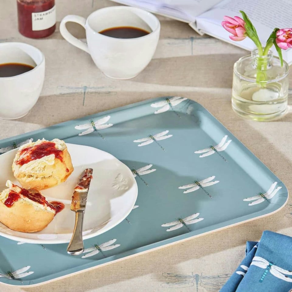 image 1 of Sophie Allport Dragonfly Serving Tray 43cm x 33cm, Birchwood Blue