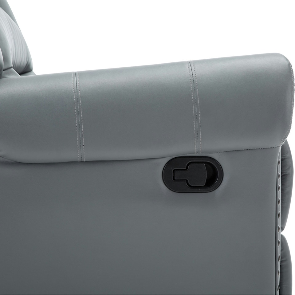 image 1 of Denver Bonded Leather Manual Recliner Stud Sofa Home Lounge Chair (Grey)