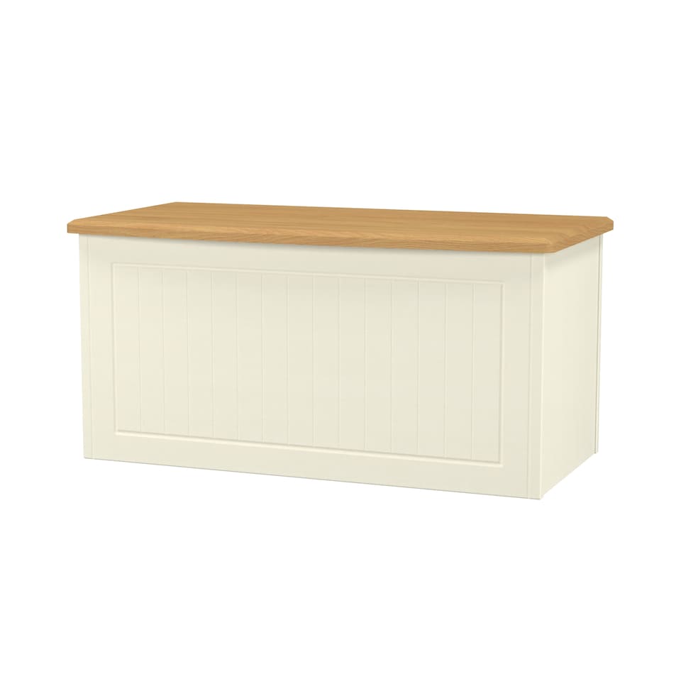 image 1 of Lancaster Blanket Box / Chest in Cream Ash & Oak (Ready Assembled) | Cream | Cream Ash & Oak