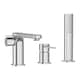image 4 of Chrome 3-Hole Bath Tap Pull Out Shower Handle Space Saving Bathroom Mixer Faucet
