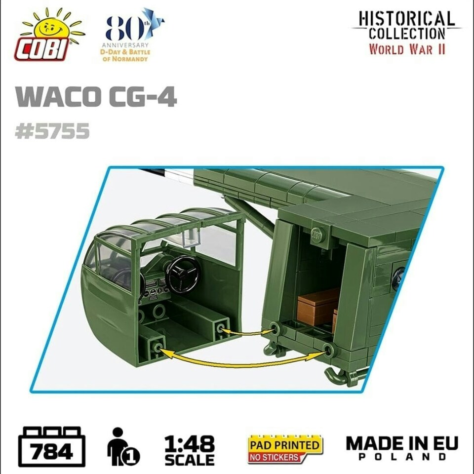 image 1 of Waco CG-4 brick glider model - COBI 5755- 784 bricks