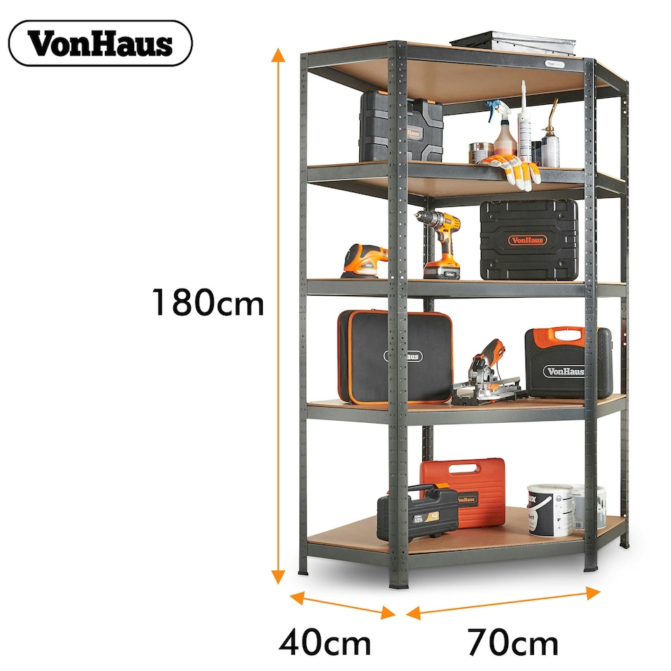 image 1 of VonHaus 5 Tier Heavy Duty Steel Corner Storage Unit for Garage